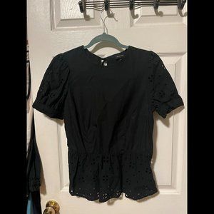 Who What Wear black cotton Eyelet Peplum top Small
